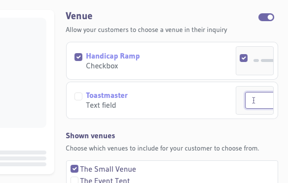 Screenshot of enabled Form Fields for the Widget screenshot widget form fields enabled